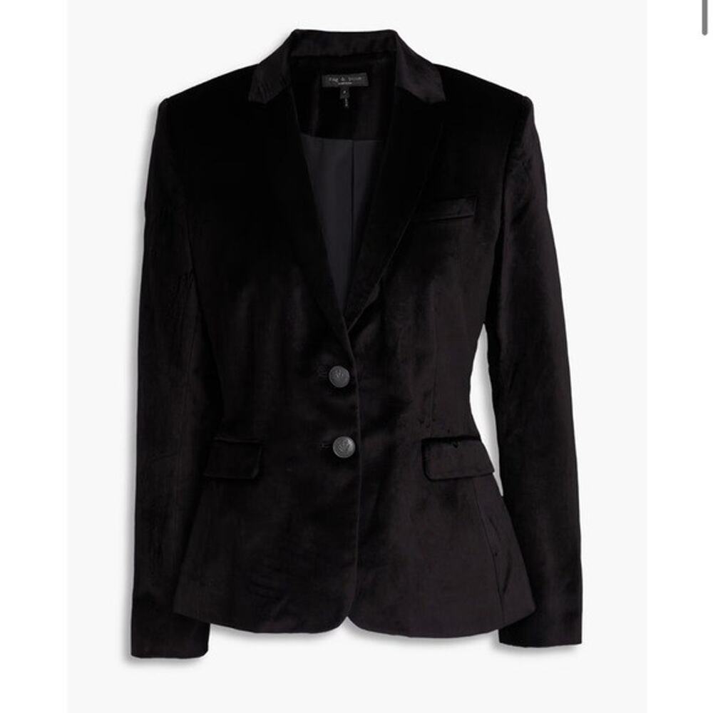 rag & bone Women's Razor Black Velvet Blazer Size 12 NWT